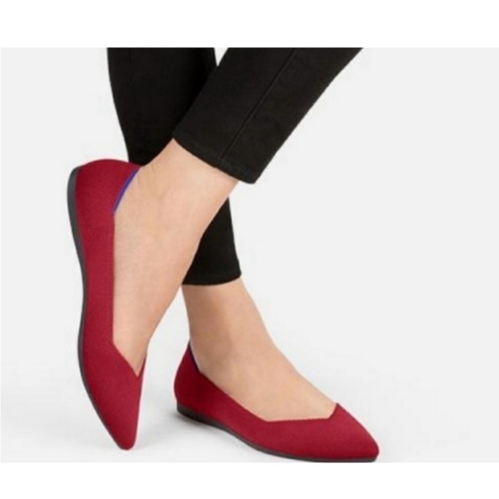 Rothy's Red Flats with Blue Accent